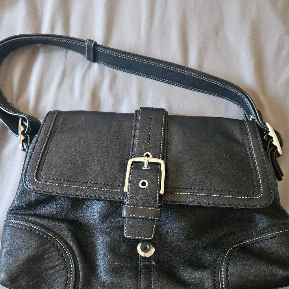Black leather coach purse & wallet